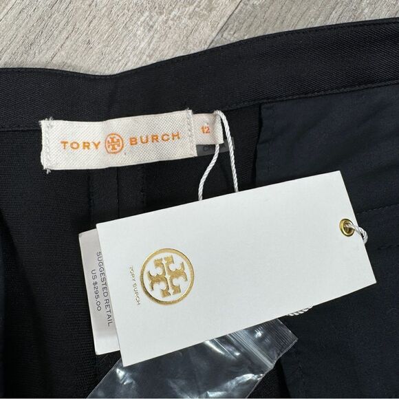 Tory Burch Flare Leg Wool Silk Dress Pants Black 12 Mid Rise - Picture 10 of 15